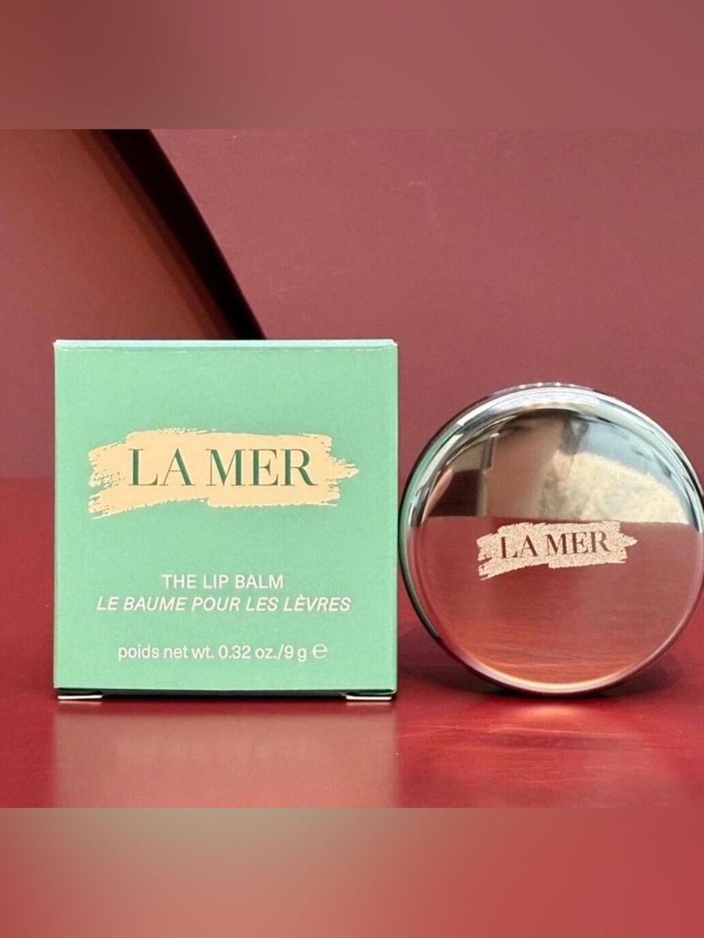 La Mer Lip Balm Compact in Mint Green Box travel size